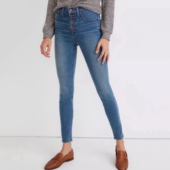NWT Madewell 10” High Rise Skinny Jeans In Dewitt Wash: Button Front Tencel - Picture 1 of 10
